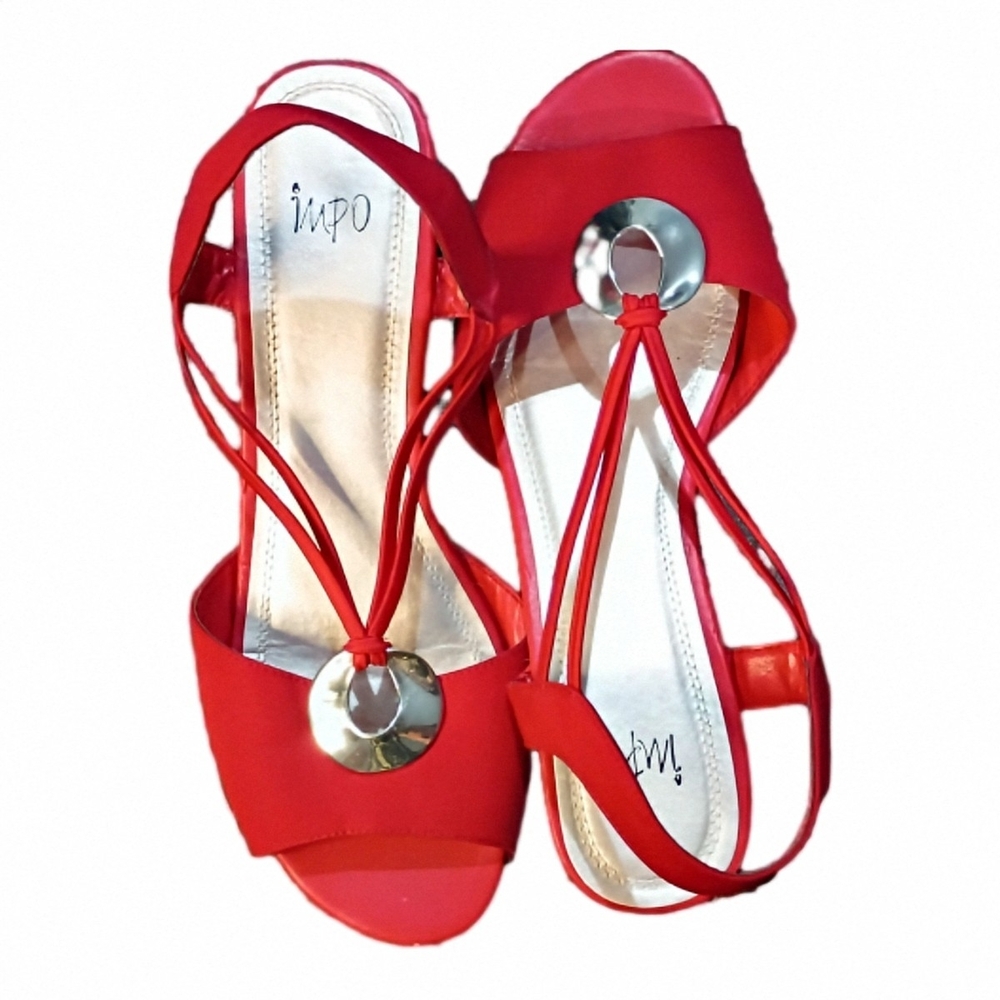 Impo Red Sandals with Metallic Detail